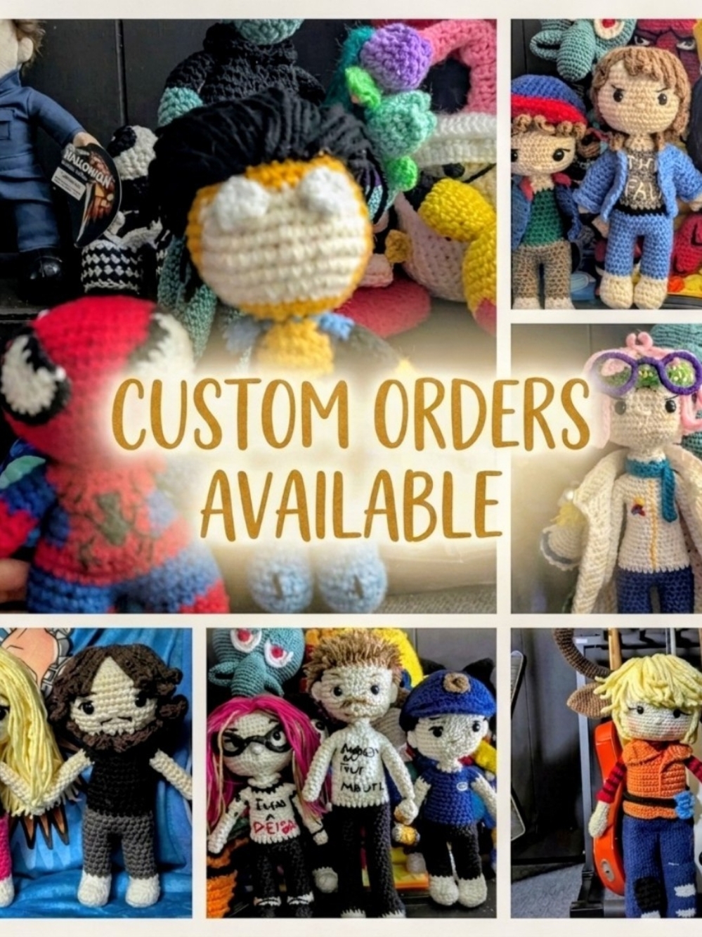 Custom Crochet Amigurumi Doll - Yellow, Black, Blue Accents